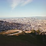 Winding road on twin peaks overlooking san francisco